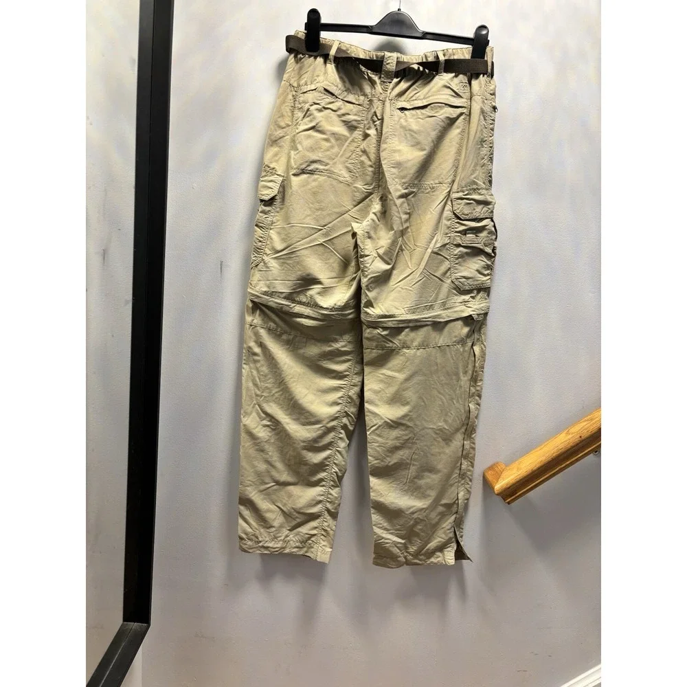REI Sahara Convertible Cargo Hiking Pants Men Tan Zip Off Belted sz‎ 34x31.5
